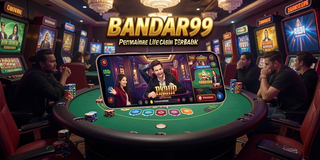 Screenshot gameplay Live Casino BANDAR99 menampilkan dealer langsung dan suasana kasino yang nyata.