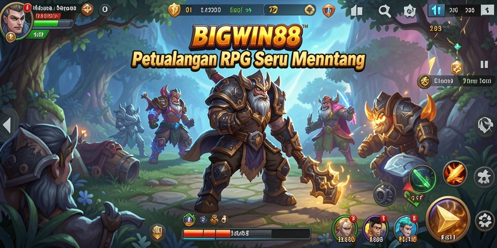 Screenshot menampilkan aksi pertarungan seru di dunia RPG BIGWIN88.