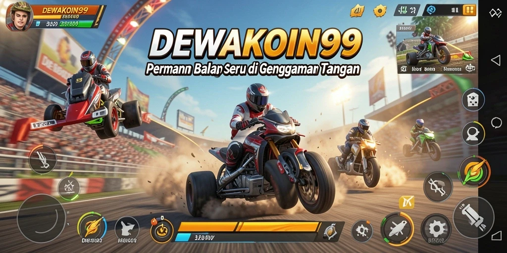Tampilan gameplay menegangkan dalam DEWAKOIN99 saat balapan.
