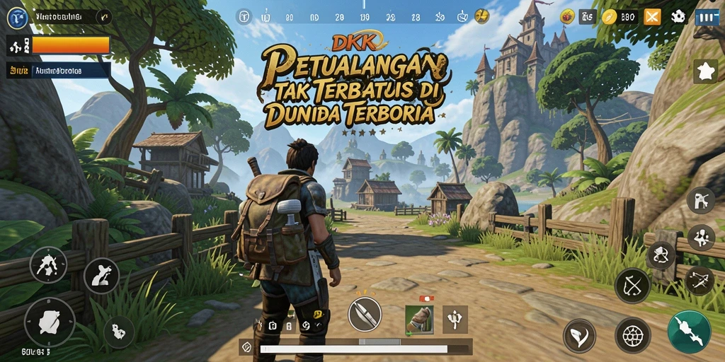 Screenshot gameplay DKK menampilkan dunia terbuka yang luas dan menakjubkan.