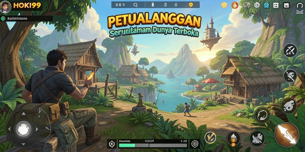 Screenshot utama HOKI99 menunjukkan petualangan seru di dunia terbuka.