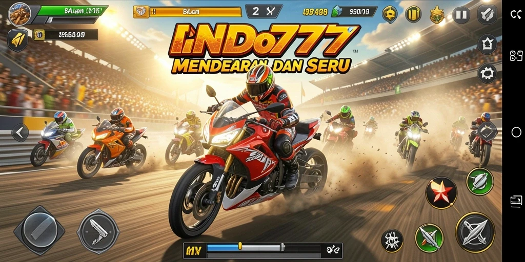 Tampilan gameplay menegangkan dari balapan motor di INDO777.