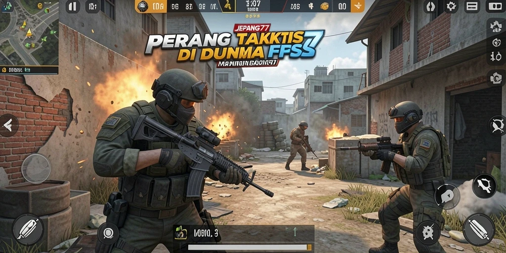 Screenshot utama JEPANG77 menampilkan aksi pertempuran yang mendebarkan.