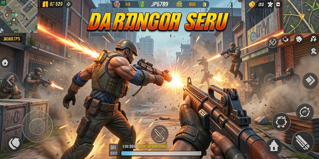 Tangkapan layar gameplay JP6789, menunjukkan aksi seru dalam TPS.