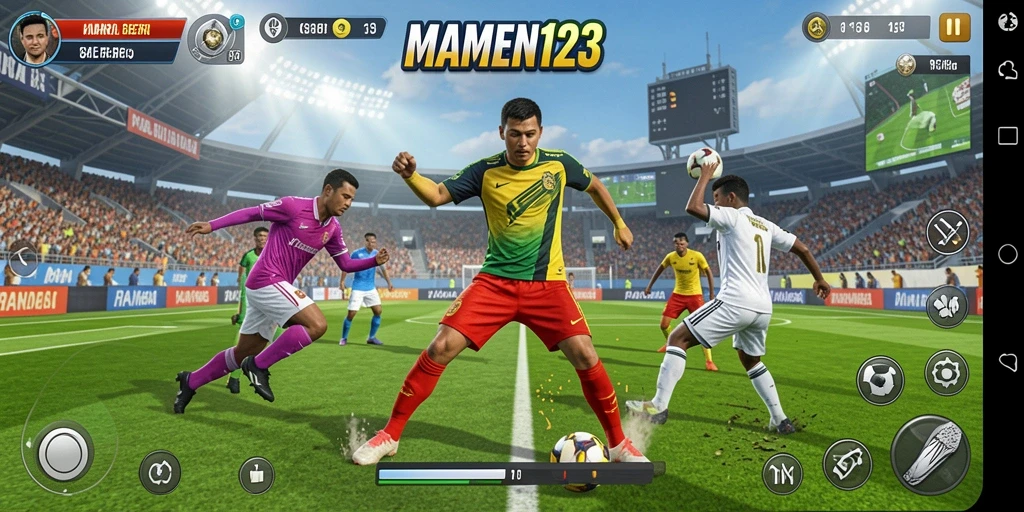 Tampilan gameplay seru MAMEN123 dengan karakter olahraga.