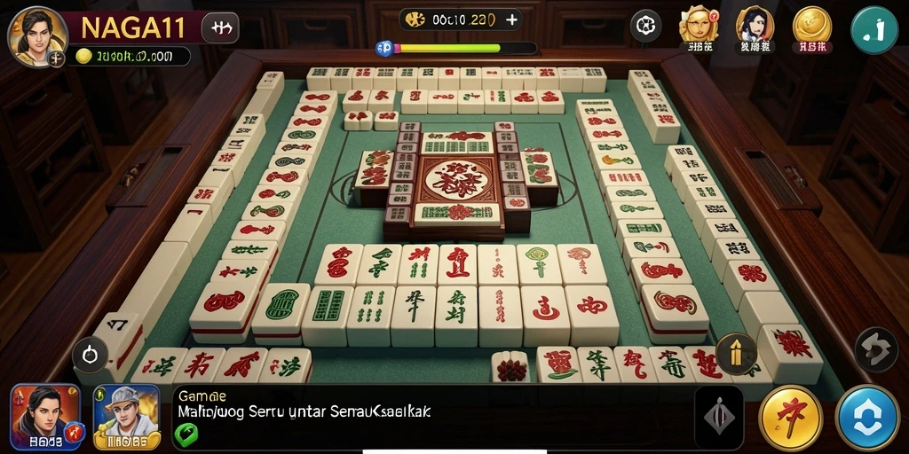 Screenshot utama NAGA11 menampilkan gameplay Mahjong yang menarik dan seru.