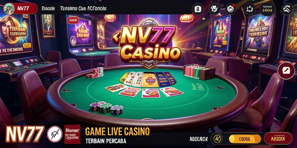 Tampilan gameplay Live Casino NV77 dengan dealer langsung yang menghibur.