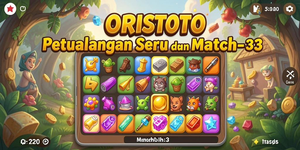 Tampilan gameplay ORISTOTO yang penuh warna dan menantang.