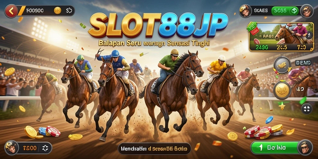Screenshot SLOT88JP menampilkan aksi balapan yang mendebarkan dan kendaraan yang beragam.