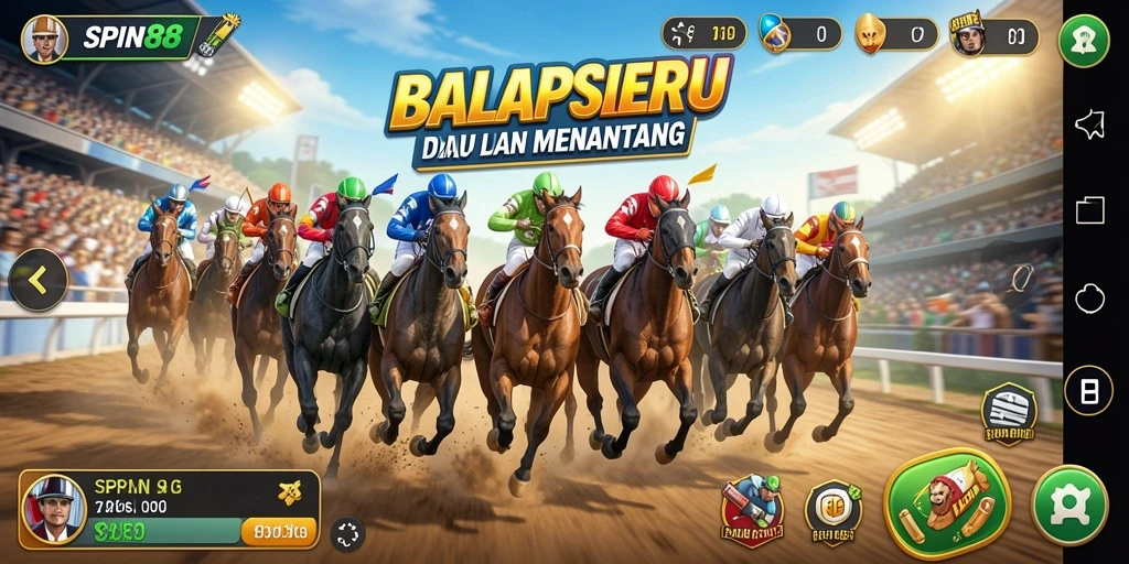 Screenshot menampilkan aksi balap intens di SPIN88.